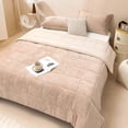thumbnail image 3 of SHANNA Velvet Warm 3Pcs Comforter Sets, Luxury Twin Size Bedding Sets with Fleece Warm Comforters and 2 Pillowcases for Winter Bed Sofa Travel, Camel, 3 of 9