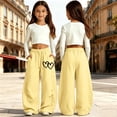thumbnail image 2 of RMGVDSD Girls Baggy Sweatpants Fashion Heart Print Curved Leg Athletic Pants Elastic Waist Drawstring Trousers Casual School Pants for Girls 12-13 Years, 2 of 5