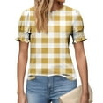 thumbnail image 4 of Enridrech Womens Plaid Shirt Comfort Casual Loose Crew Neck Tees Top Ruffle Short Sleeve Tee Shirts Tops for Women, 4 of 6
