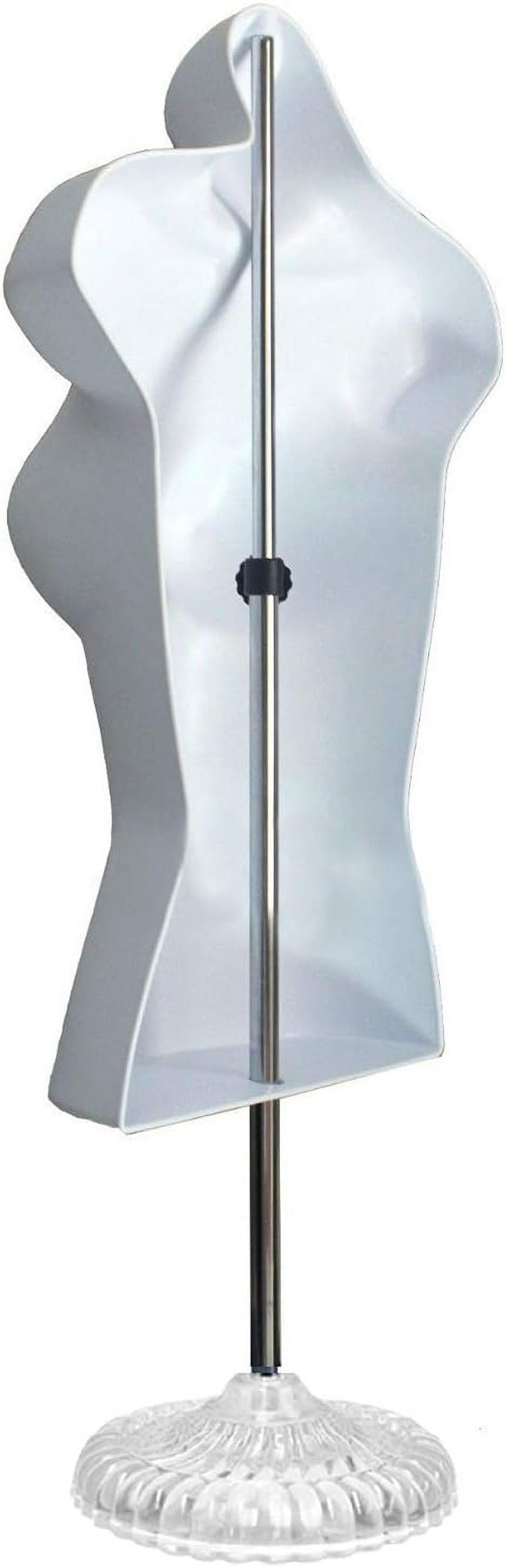 Black Female + White Female Hollow Back Mannequin Torso Set w/ Acrylic Stand with Metal Pole & Hanging Hook, S-M Sizes