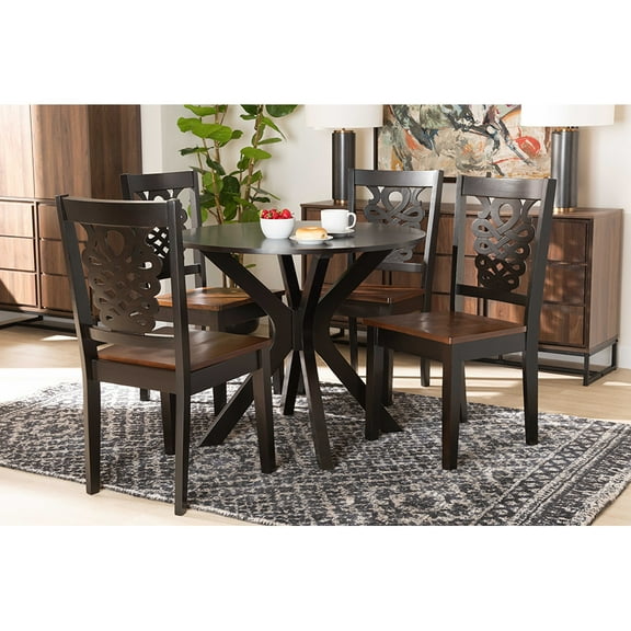 Baxton Studio Liese Modern and Contemporary Transitional Two-Tone Dark Brown and Walnut Brown Finished Wood 5-Piece