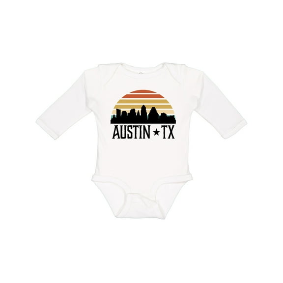 Inktastic Austin Texas Skyline Vintage Boys or Girls Long Sleeve Baby Bodysuit