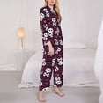 thumbnail image 3 of Picia skull with hearts Pattern Women’s Long-Sleeve Sleepwear Set - Soft 2-Piece Loungewear with Pockets, Comfy PJs for Relaxing Nights-XX-Large, 3 of 7