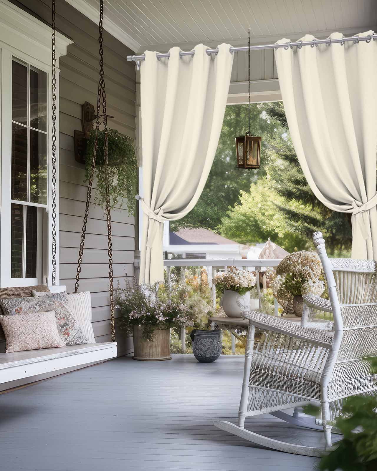 nqOlkjepod Outdoor Curtains for Patio Waterproof, Cream Outdoor Privacy Panels Grommet, Modern Pure Beige Blackout Outside Curtains for Porch/Cabana/Pergola/Gazebo 54"x108", 1 Panel
