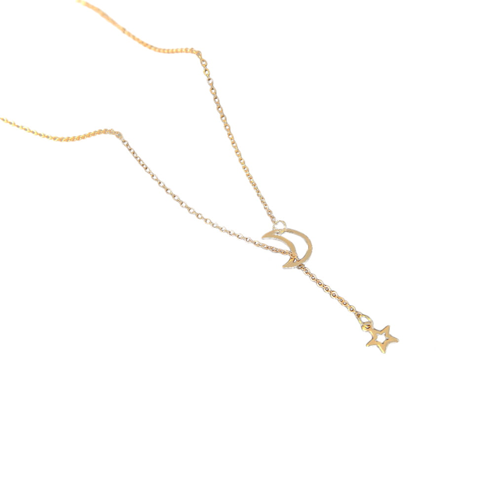 Star and Moon Pendants Minimalist Necklace Choker Delicate Jewelry Gold Gift