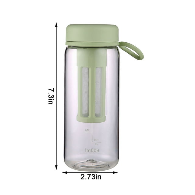 Cold Brew Coffee Maker Fruit Infuser Water Bottle Portable Tea Brewer with Double Layer Filter Leak Proof Design for Gym Hiking Travel 600ml BPA-Free Plastic Container with Carry Handle