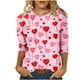 thumbnail image 2 of Xuyuer Valentines Day Lightweight Heart Pattern Tunic Spring Summer Shirts T-Shirts Graphic Tee Tops Womens Casual 3/4 Sleeve Shirts Dressy Round Neck Tops Fashion, 2 of 5