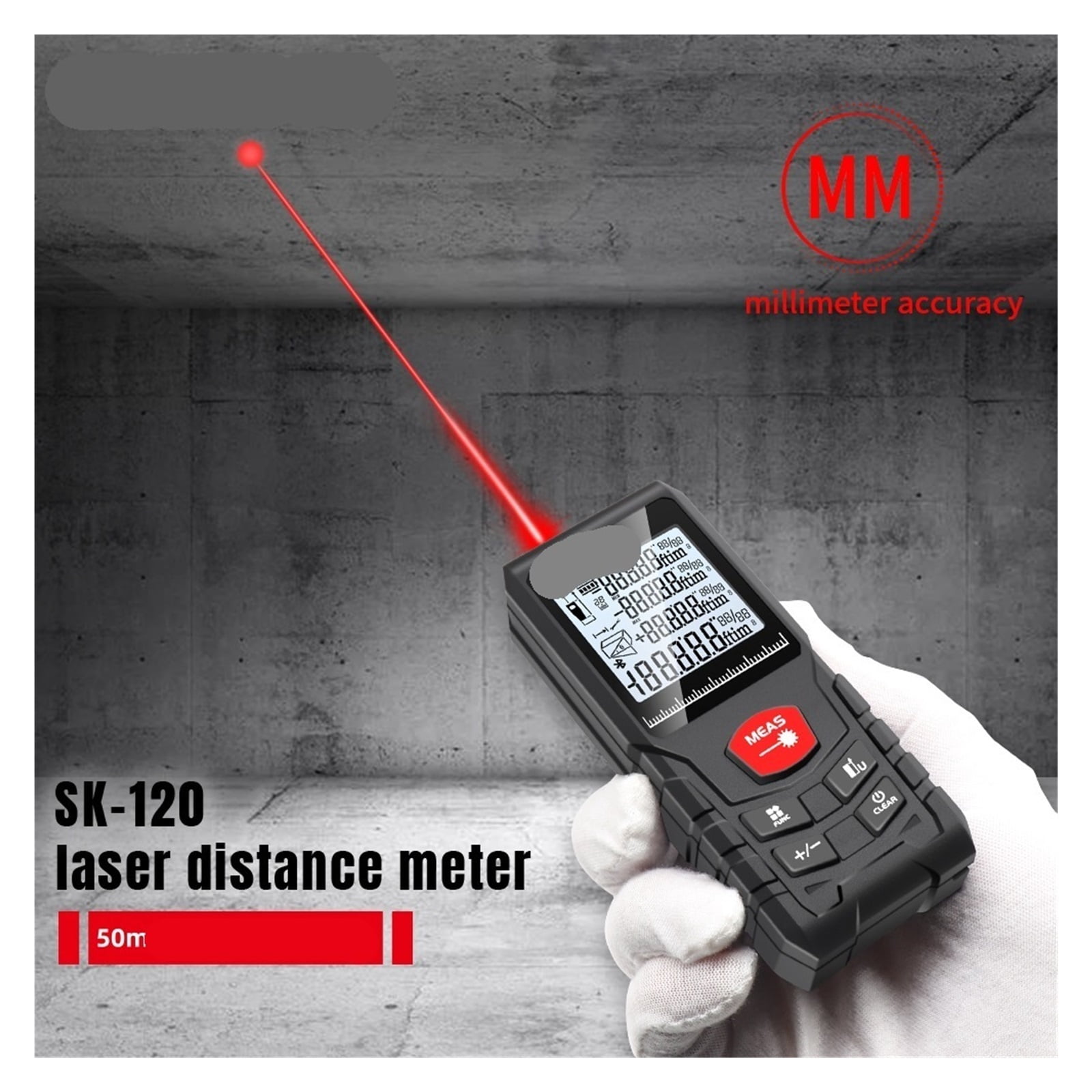 Laser Tape Measure 50M Laser Distance Meter Rangefinder Profesional Digital Range ,Water-Proof & Dust Resistant