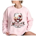 thumbnail image 5 of Womens Tops Plus Size Christmas Printed Long Sleeved Round Neck Off Shoulder Sweatshirt Pink2 L, 5 of 6