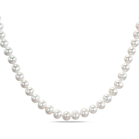 Miabella 8-9mm White Freshwater Cultured Knotted Pearl Sterling Silver Strand Necklace, 18