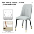 thumbnail image 2 of Noble House 35" Modern Dining Chairs, Thick Padded PU Leather Seat & Back Side Chairs, Metal Legs, Light Gray, Set of 4, 2 of 10