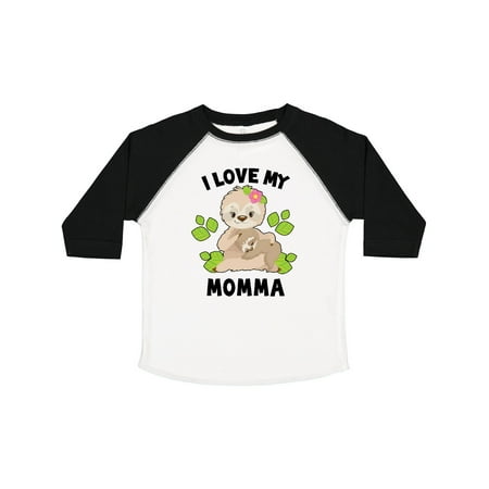 

Inktastic Cute Sloth I Love My Momma with Green Leaves Gift Toddler Boy or Toddler Girl T-Shirt