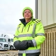 thumbnail image 3 of Hi Vis Heated Safety Bomber Jacket, Class 3, Detachable Hood, Small, SAFEGEAR, 3 of 4