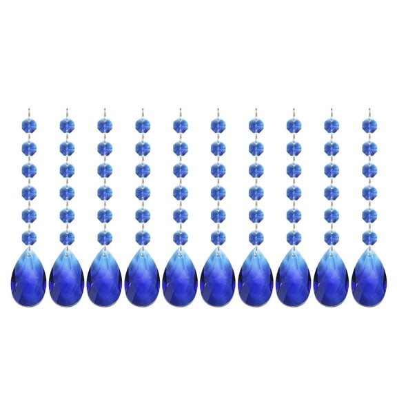 Uxcell Teardrop Crystal Chandelier Pendants Beads, 10 Pack 165mm Length 38mm Chandelier Prisms Parts Ornaments Hanging Beads for DIY Arts Crafts Decoration, Dark Blue