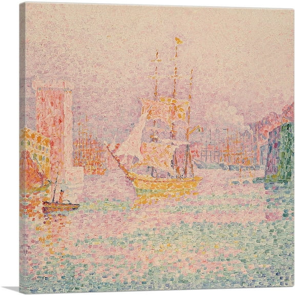 ARTCANVAS The Harbour at Marseilles 1906 Canvas Art Print by Paul Signac - Size: 18" x 18" (0.75" Deep)