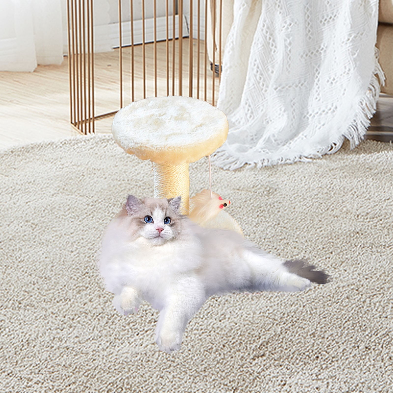 Sisal Cat Scratching Post for Indoor Cats and Kittens with Sisal Scratcher Poles, Post Cats Climbing Frame Cats Tree Small Cats Toy Cats Jumping Terrace Corpuscle Board