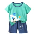 thumbnail image 2 of Tfken Boys Outfit Set Size 3 Years-4 Years Girls Summer Cartoon Printed Short Sleeve Tops Shorts 2Pc Childrens Suit Toddler Boy Outfit Mint Green, 2 of 3