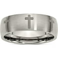 thumbnail image 1 of Titanium Brushed Cross Laser Design 8mm Band (Size 7.5) Made In China tb26d-7.5, 1 of 5