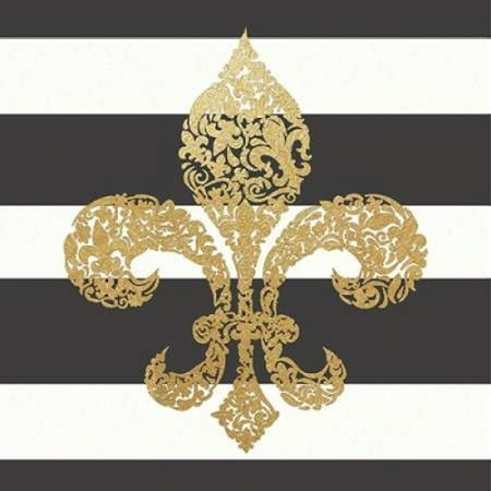 Fleur Stripe - Fleur de Lis Stripes Poster Print by Jo Moulton