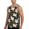 thumbnail image 2 of Xecao Lilies Flowers Men's Tank Top Workout Quick Dry Sleeveless Gym Jogging Muscle Shirts Summer Swim Beach Tops, 2 of 9