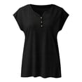 thumbnail image 3 of CAIVO Women's Shirts Solid Color Short Sleeve Oversized Casual V-Neck Fashion Tops Summer Blouse Vacation Back To School Dailywear, 3 of 3