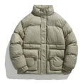 thumbnail image 4 of Male Quilted Jacket Winter Unisex With Stand Up Collar Thickened Padded Jacket With Zip Outdoor Long Sleeve Coat Casual Transition Jacket Winter Wadded Jacket, 4 of 9
