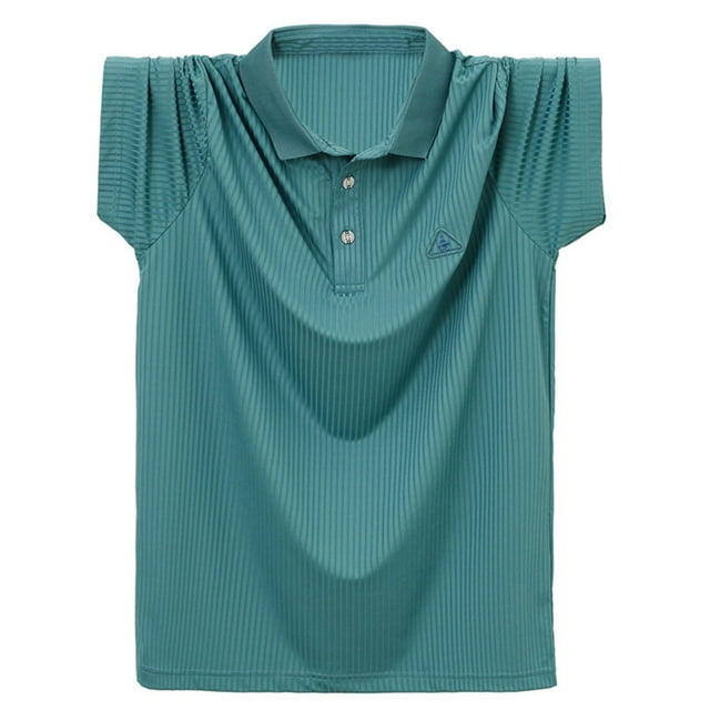 Camisetas Y Desgaste Casual Verano Ligero Delgado Solapa Manga Corta Hielo Seda Camiseta Top para Hombres, Fresco Transpirable