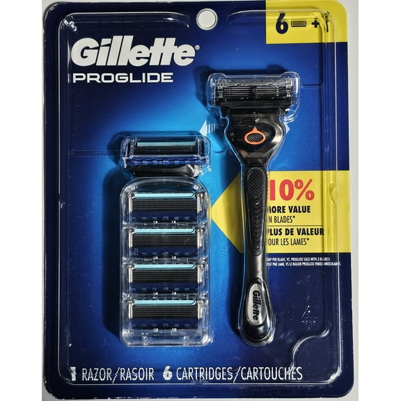 Gillette ProGlide Mens Razor, Includes 1 Handle, 6 Blade Refills (Packaging May Vary)
