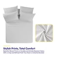 thumbnail image 2 of 6 Piece Printed Sheet Set, Deluxe Ultra Soft 1500 Series, Double Brushed Microfiber -Pinstripes White, King, 2 of 5
