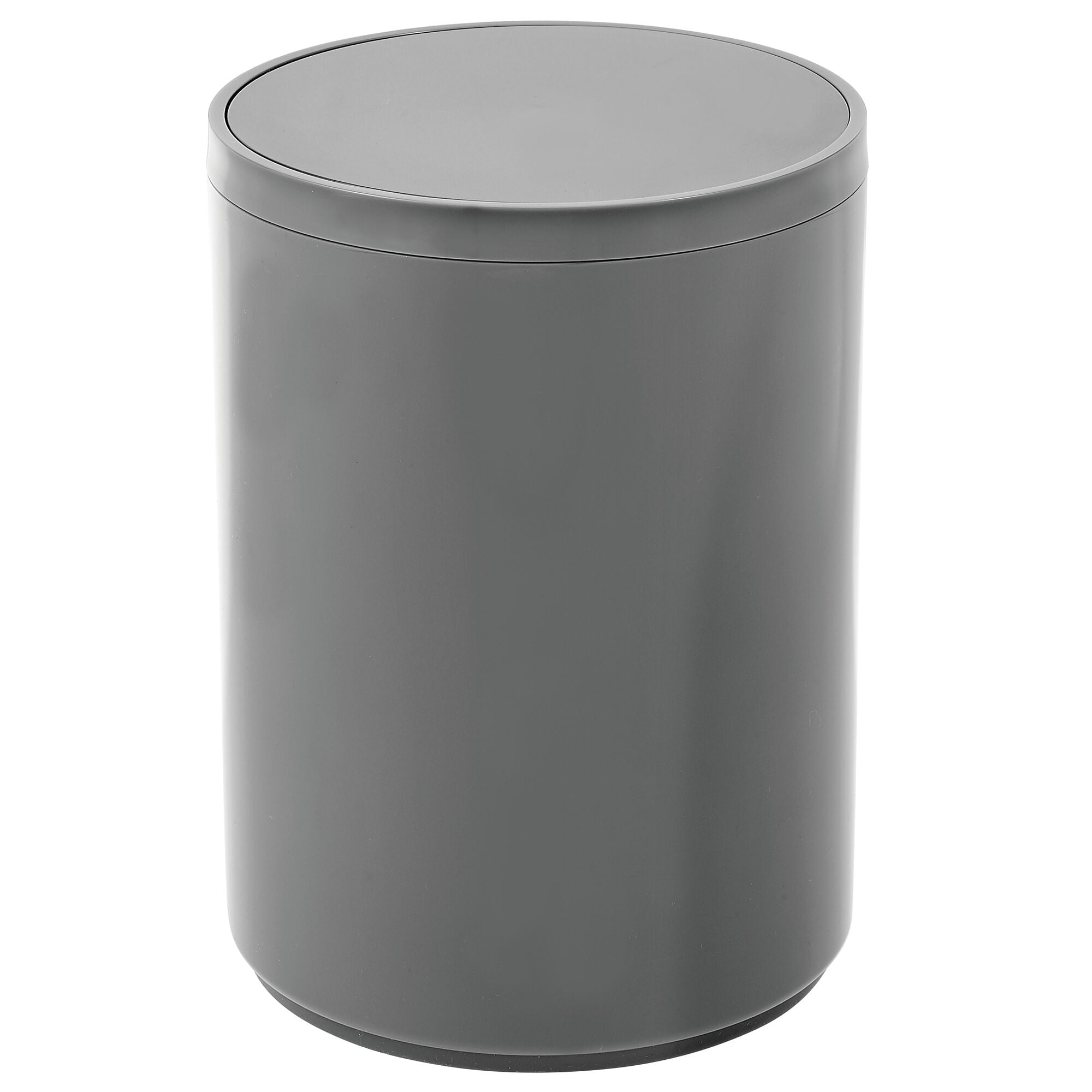mDesign Plastic Small Round 1.7 Gallon Trash Can with Swing Lid - Charcoal Gray