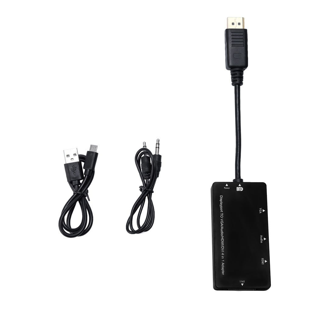 samling Uredelighed fokus 4 in 1 DisplayPort DP to VGA HDMI DVI Audio USB Adapter Cable Converter For  PC - Walmart.com