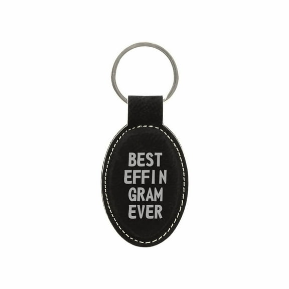 PrecisionNC Funny Grandma Gifts Best Effin Gram Ever Engraved Keychain Key Tag Mothers Day Gift Grandson Granddaughter (Black)
