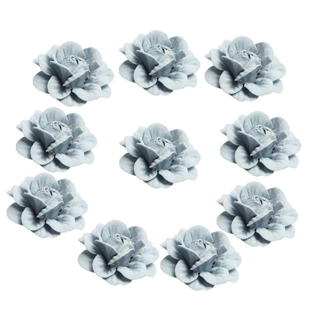 10pcs Suede Rose Flower Head Artificial Rose Flower Para La Decoración De La Boda DIY - Azul Claro Sunnimix Cabeza de flor artificial