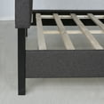 Furinno Laval Button Tufted Bed Frame, 12PC Slat Style, Stone, Queen