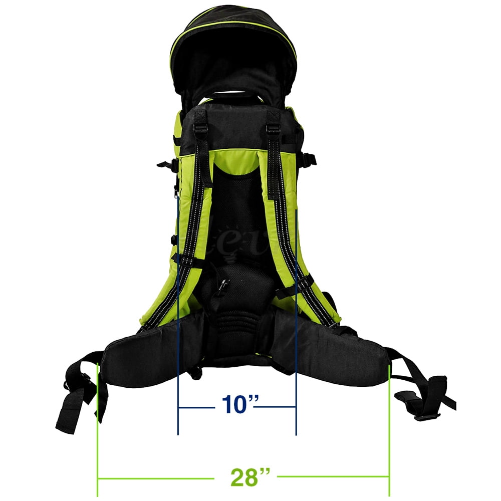 ClevrPlus Deluxe Lightweight Baby Carrier with Stand and Sun Shade for Toddlers, Green