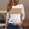 thumbnail image 2 of BangWanChi Three Quarter Sleeves Tops for Women on Women's Striped Printed T-Shirt 3/4 Sleeve Blouse Round Neck Casual Top, 2 of 5