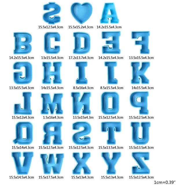 Ltdhehe DIY Mold 26 Mold Alphanumeric English Cake Silicone Alphanumeric Cake Crystal Cake Mould