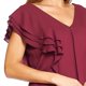 thumbnail image 4 of Blusa Con Olanes Mujer Escote V Manga Corta Casual vino M, 4 of 5