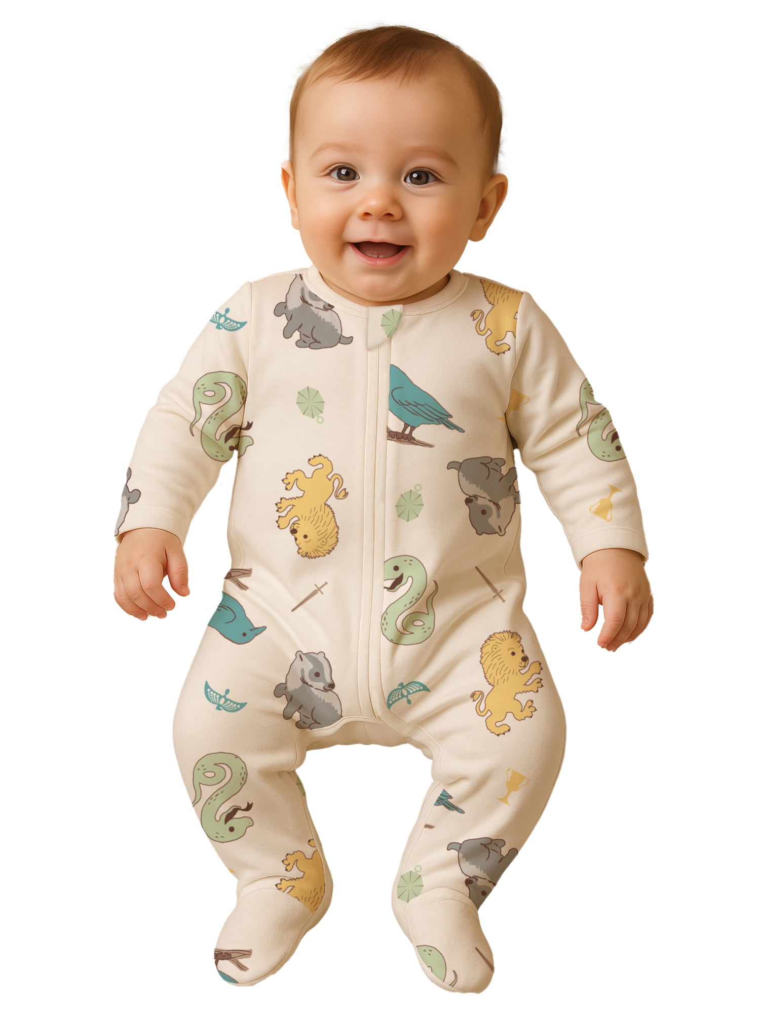 Harry Potter Baby Unisex Printed Long Sleeve Footed Sleep N Play, Sizes Newborn- 9 Months