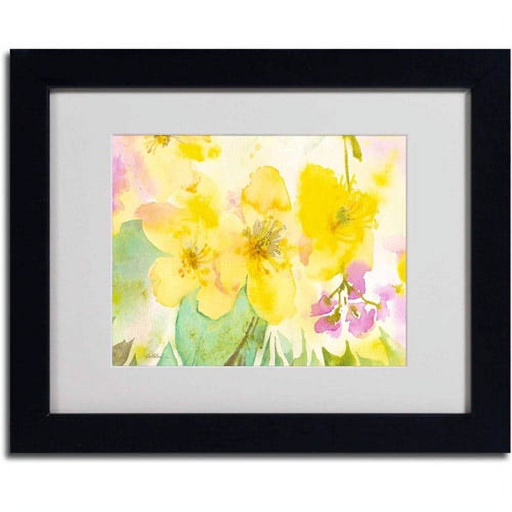 Trademark Fine Art "Yellow Trio" Canvas Art by Sheila Golden, Black Frame