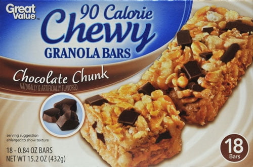 Great Value Chewy Chocolate Chunk Granola Bar, 18 Pack