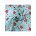 thumbnail image 4 of INSPIRE CHIC Women's Floral Printed Square Scarves, 23.6X23.6" Flowers Tassel Gauze Headscarf Neckerchief Flower-2-Turquoise, 4 of 6