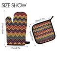 thumbnail image 2 of Yayeee Oven Mitts and Pot Holder Set of 2 Heat Resistant Kitchen Gloves Baking Hot Pad, Brown Geometric, 2 of 5