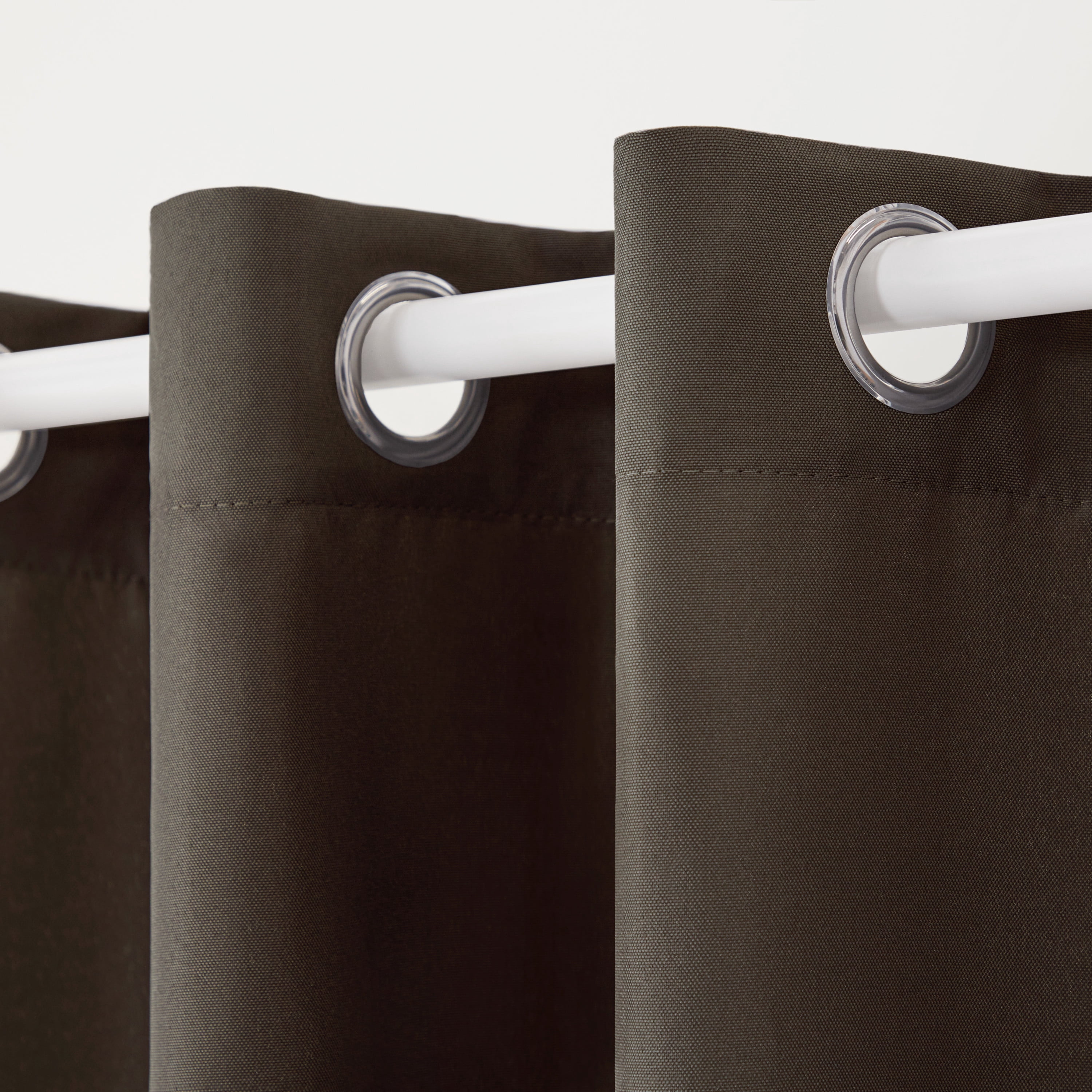 TOWN & COUNTRY BASICS Cabana Solid Heavyweight Indoor Outdoor Curtains, Light Filtering Opacity with Grommet Top, Water Repellent, 2-Pack Set, 54"x96", Chocolate