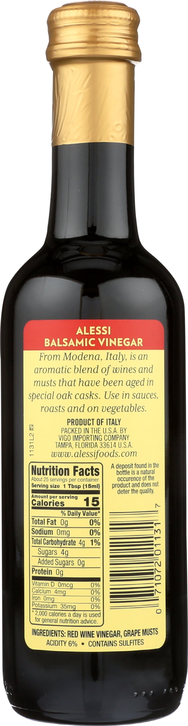 Pack of 6, Alessi Balsamic Vinegar, 12.75 oz