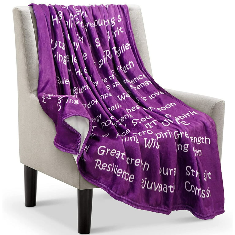 Healing Thoughts Throw Blanket | Positive Energy | Compassion | Warm Hugs|  Inspirational Blanket | Get Well Gifts for Women | Comfort Chemo Blanket 