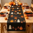 thumbnail image 4 of PoyoKee Halloween Table Runner 72 x 13 inch, Black Orange Striped Decorative Runner for Dining Table, Farmhouse Kitchen Decor, Halloween Decorations, 4 of 6