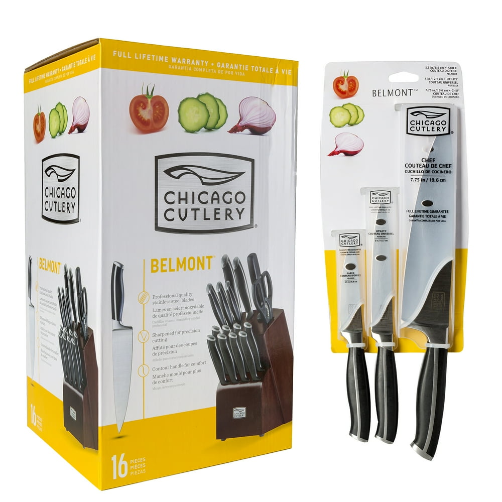 Chicago Cutlery Belmont 16 Piece Block Knife Set and Fullerton 3 Piece