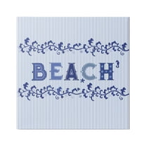 Stupell Industries Striped Beach Letters Botanical & Floral Painting Gallery Wrapped Canvas Art Print Wall Art, 30 x 30