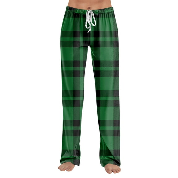 WTOBBY Women's Plaid Print Pajama Pants with Drawstring Elastic Waist, Comfortable Straight Leg Loose Fit for Sleepwear and Yoga Activities,Army Green L